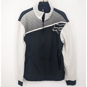 Fox Racing Jacket Mens Black White Large Bike BMX Motocross Full Zip Long Sleeve